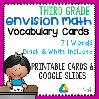 Preview of Math Common Core and enVision Program 2020 Math Vocabulary Cards for Grade 3