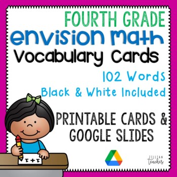 Preview of Math Common Core and enVision Program 2020 Math Vocabulary Cards for Grade 4