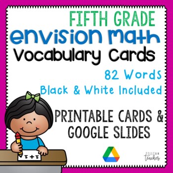 Preview of Math Common Core and enVision Program 2020 Math Vocabulary Cards for Grade 5