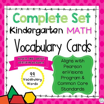 Preview of Math Common Core and enVision Program Vocabulary Cards for Kindergarten