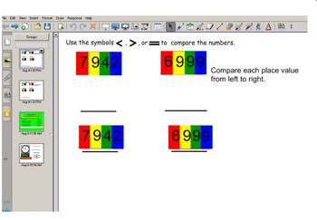 Preview of Math Comparing numbers - greater than, less than, equal to Smartboard