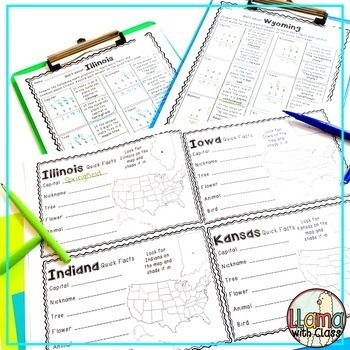 Math Computation Practice with 50 States Information - Facts and Symbols