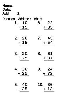 Preview of Math Computation Skills - addition of 2 and 3 digit numbers