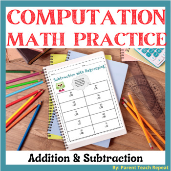 Preview of Math Computation Worksheets | Addition Subtract Place Value | Back to School