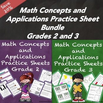 Preview of Math Concepts and Applications MCAP Practice Sheets Bundle Grades 2 and 3