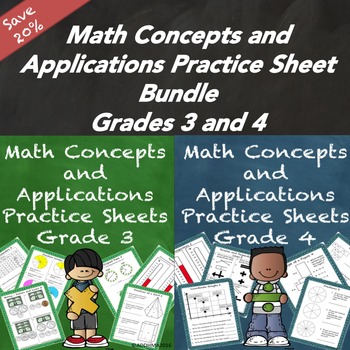 Preview of Math Concepts and Applications MCAP Practice Sheets Bundle Grades 3 and 4