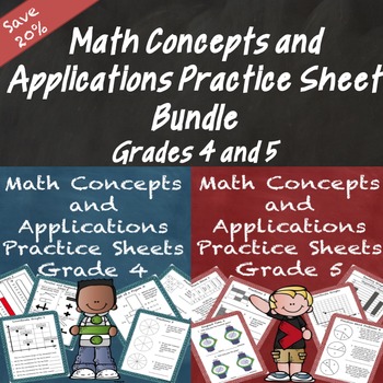 Preview of Math Concepts and Applications MCAP Practice Sheets Bundle Grades 4 and 5