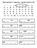 Math - Count By 2 - Sequences to 120 with Number Banks  - 