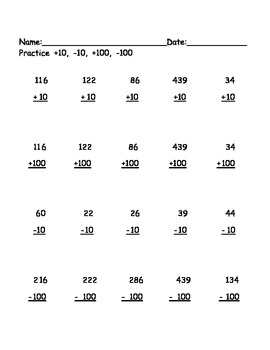 Math - Count by 5s, 10s, 25s; Add and Subtract 10 and 100 by P O'Brien