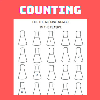 Preview of Math Counting 1-20 and freely design with Flask picture and Coloring sheet