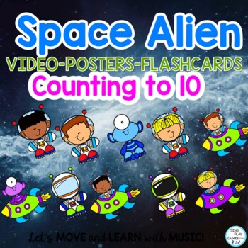 Preview of Math Counting  1 to 10 Activities: Space Alien with Video, Posters, Cards