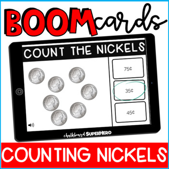 Preview of Math: Counting Nickels BOOM CARDS {distance learning}