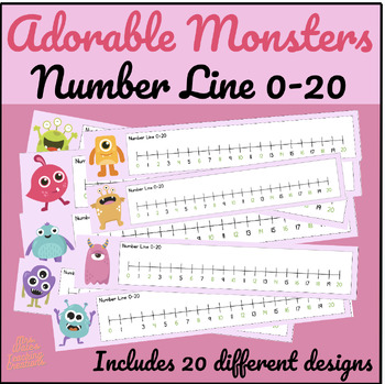 Preview of Math Counting Number Lines and Printable Desk Tags - Monster Themed Labels