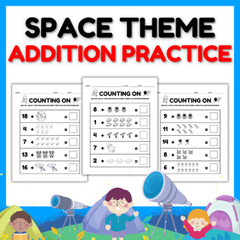 Preview of Counting On space & Alien theme Addition Practice worksheet from Numbers 1 to 20
