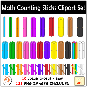 Preview of Math Counting Sticks Clipart Set