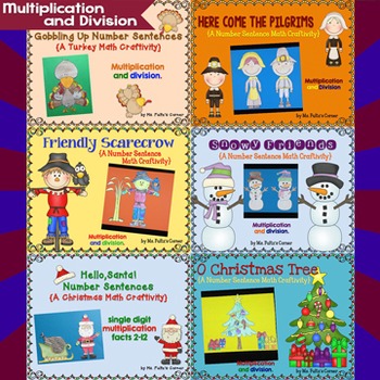 Preview of Fall/Winter Math Crafitivity Bundle: Multiplication and Division