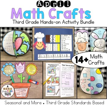 Preview of Math Craft Bundle April: multiplication division, graphing, fractions, geometry
