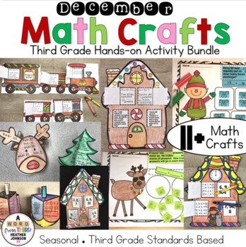 Preview of Math Craft Bundle December: multiplication division, problem solving, time