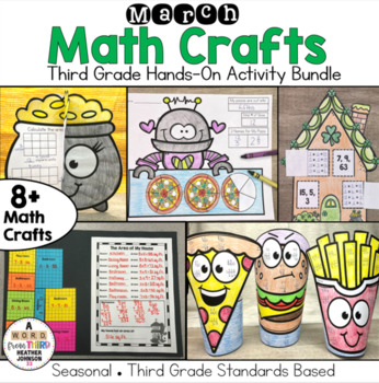 Preview of Math Craft Bundle March: multiplication division, graphing, fractions, area