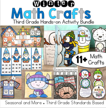 Preview of Math Craft Bundle January: multiplication division, elapsed time, rounding