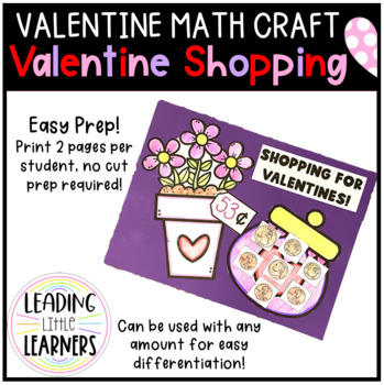 Preview of Math Craft - Valentine - Shopping for Valentines with Money & Coins