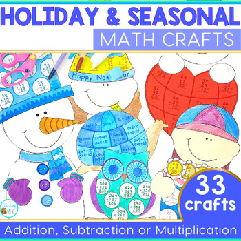 Preview of Seasons and Holiday Math Craft Bulletin Board Ideas - Easy Craft Ideas for Math