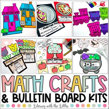 Preview of Math Crafts Bundle | Counting Number Sense Fact Families Fractions Place Value