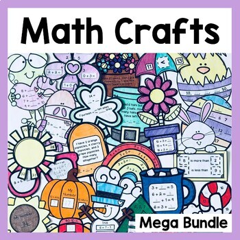 Preview of Math Crafts Mega Bundle - Spring Summer Fall Winter