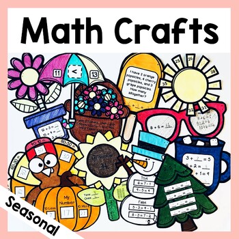 Preview of 1st Grade Math Crafts Seasonal Bundle - Grade 1 Math Activities