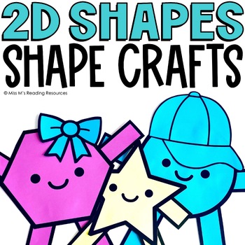 Preview of Shape Craft Kindergarten Math 2D Shapes Crafts for Cutting Practice Shape Friend
