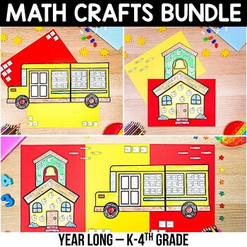 Preview of Math Crafts Worksheets YEAR-LONG MEGA BUNDLE K-4th Grade