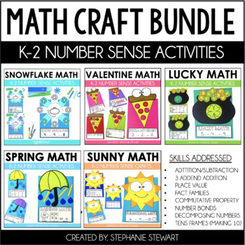 Preview of Math Crafts for 1st & 2nd Grade - Winter Math Crafts - January, February, March