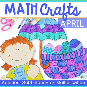 Preview of Spring Math Crafts with an Easter Craft, Earth Day Craft & Umbrella Craft