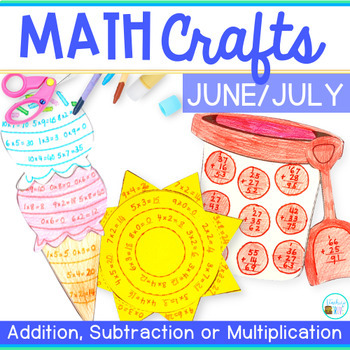 Preview of Summer Math Craft Pack - Summer Coloring Packet - Ice Cream Craft, Sun Craft