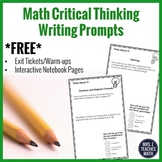 Math Critical Thinking Journal Prompts