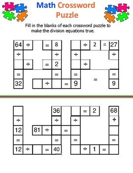 Math Crossword Puzzle by Mr Teacher's | TPT