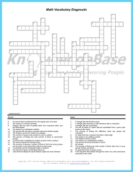 Preview of Math Crossword Puzzle Language Diagnostic