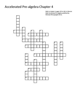 Math Crossword Puzzles: Glencoe Accelerated Pre algebra Chapters 7