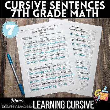 Preview of Math-Cursive Integration Sentence Practice - Middle School Math
