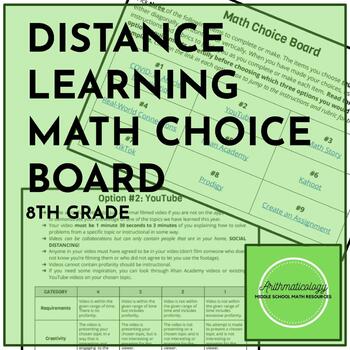 Preview of Math DISTANCE LEARNING Choice Board