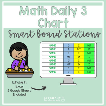 Preview of Math Daily 3 Choice Activities Board | Editable Excel & Google Sheets