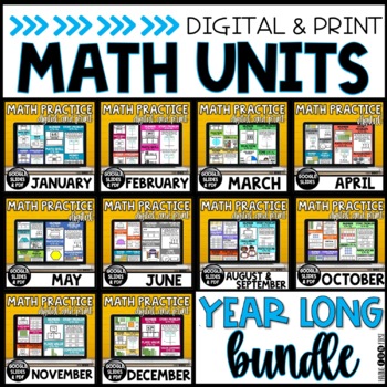 Preview of Daily Math Review | YEAR LONG BUNDLE | Math Practice Slides Digital & Print