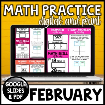 Preview of Daily Math Practice | FEBRUARY | Daily Math Warm Up | Digital Math Activities