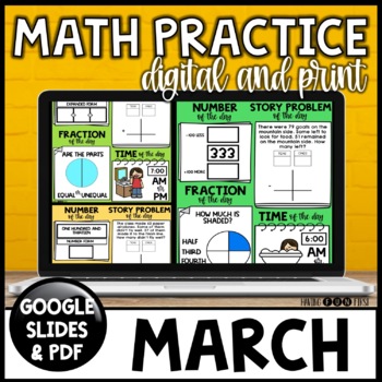 Preview of Daily Math Review and Practice | MARCH | Daily Math Warm Up