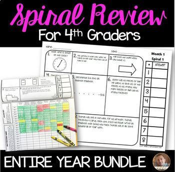 Preview of 4th Grade Math Spiral Review Bundle | Great Daily Math Warm Up or Morning Work