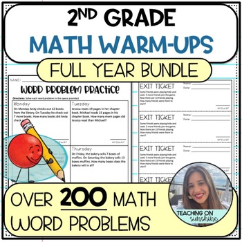 Preview of Math Daily Warm Ups 2nd Grade FULL YEAR BUNDLE