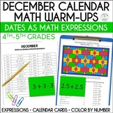Math Calendar Dates December, 4th-5th Grades | Color by Nu