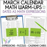 Math Calendar Dates March | Math Warm-Ups | Number Puzzles