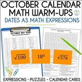 Math Calendar Dates October | Math Warm-Ups | Number Puzzles
