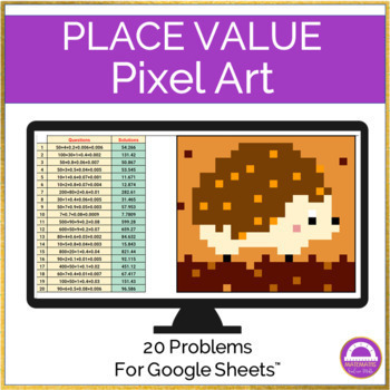 Preview of Math Decimal Place Value Pixel Art Review Activity Digital Worksheet
